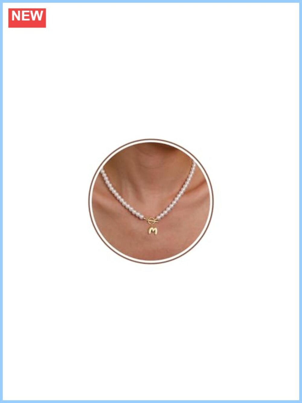 Gold Pearl Initial M Necklace Dainty Bubble Choker Women Jewelry Gift